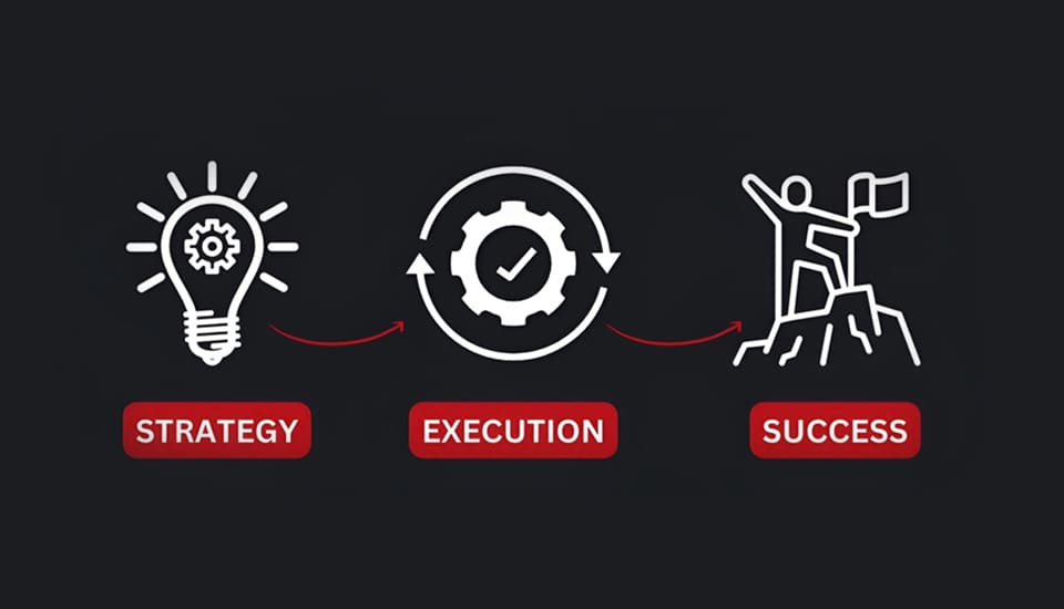 A black background with three different stages of the process.