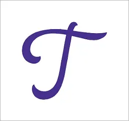 A purple letter t is written in the middle of it.